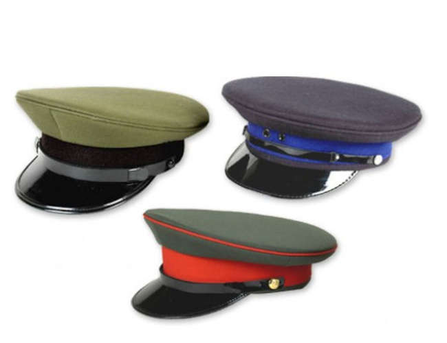 Peak caps for marching bands